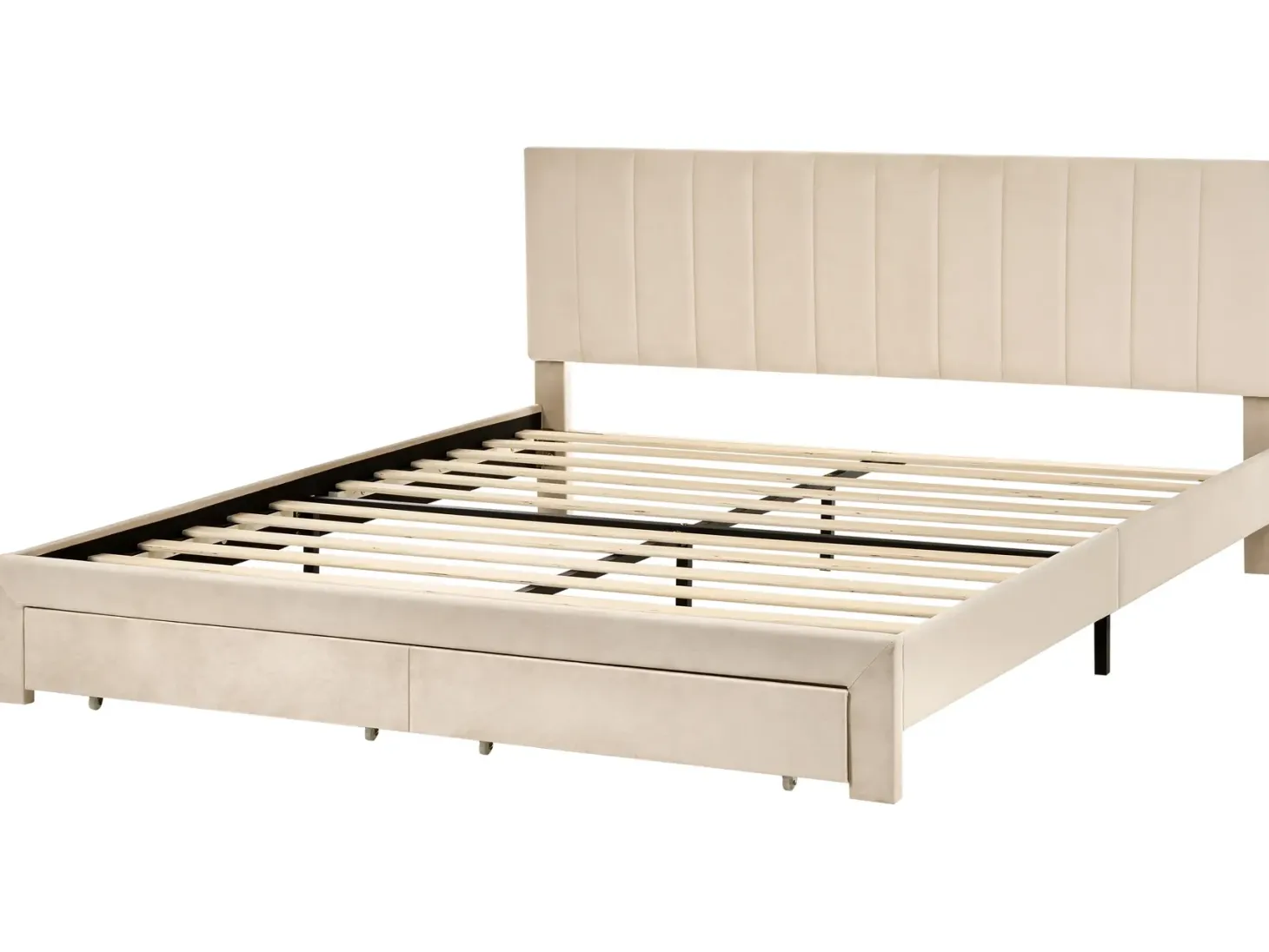 Seng med skuffer til opbevaring LONZAC Velour Beige 180 x 200 cm