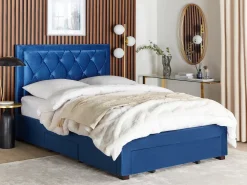 Seng med skuffer til opbevaring LIEVIN Velour Navy Blå 140 x 200 cm