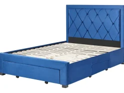 Seng med skuffer til opbevaring LIEVIN Velour Navy Blå 140 x 200 cm