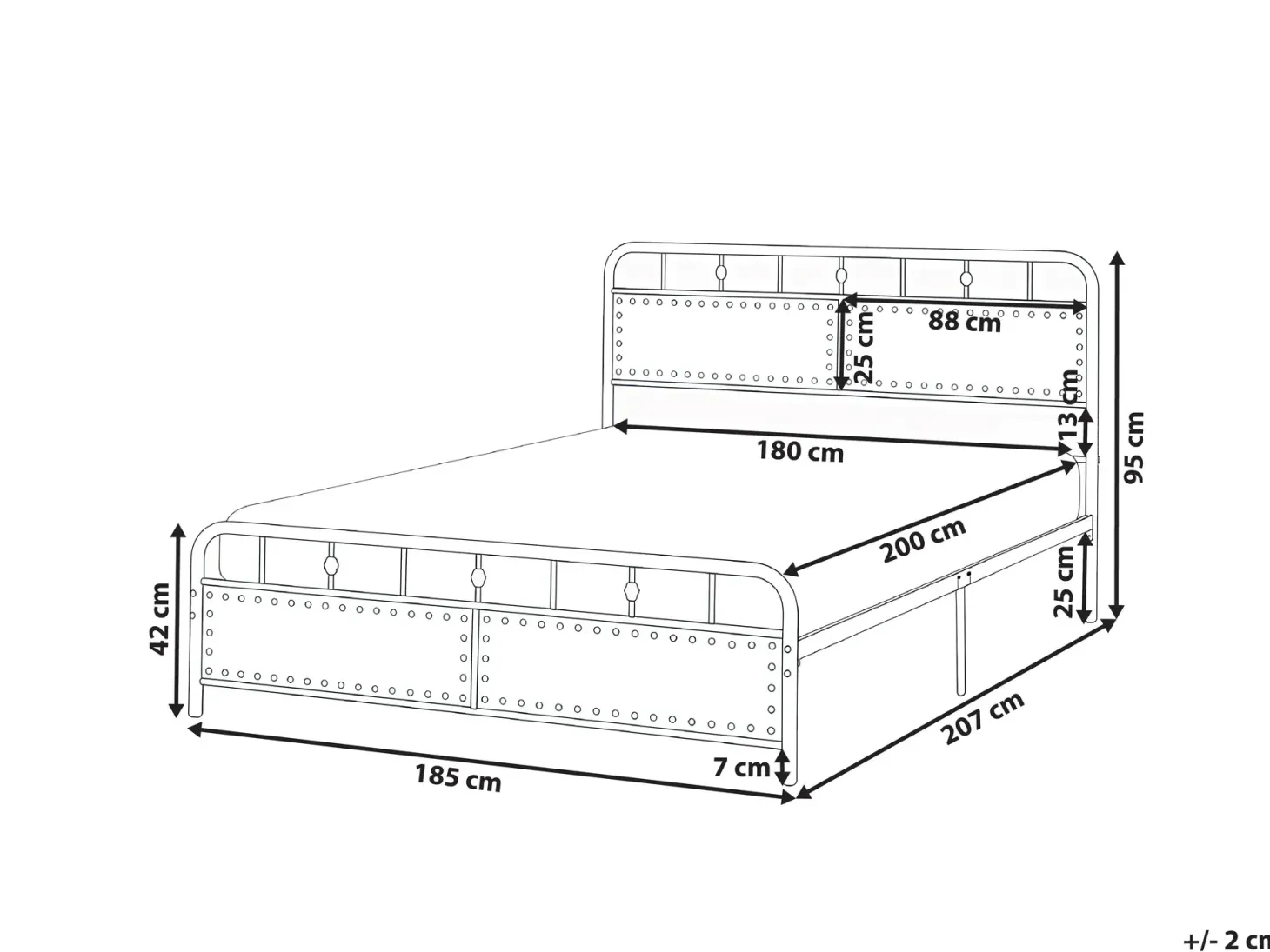 Seng Metal BREUILLET 180 x 200 cm Sort