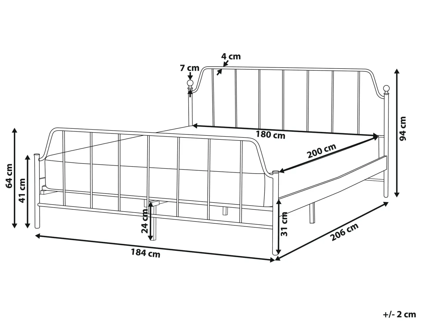 Seng Metal MAURESSAC 180 x 200 cm Sort