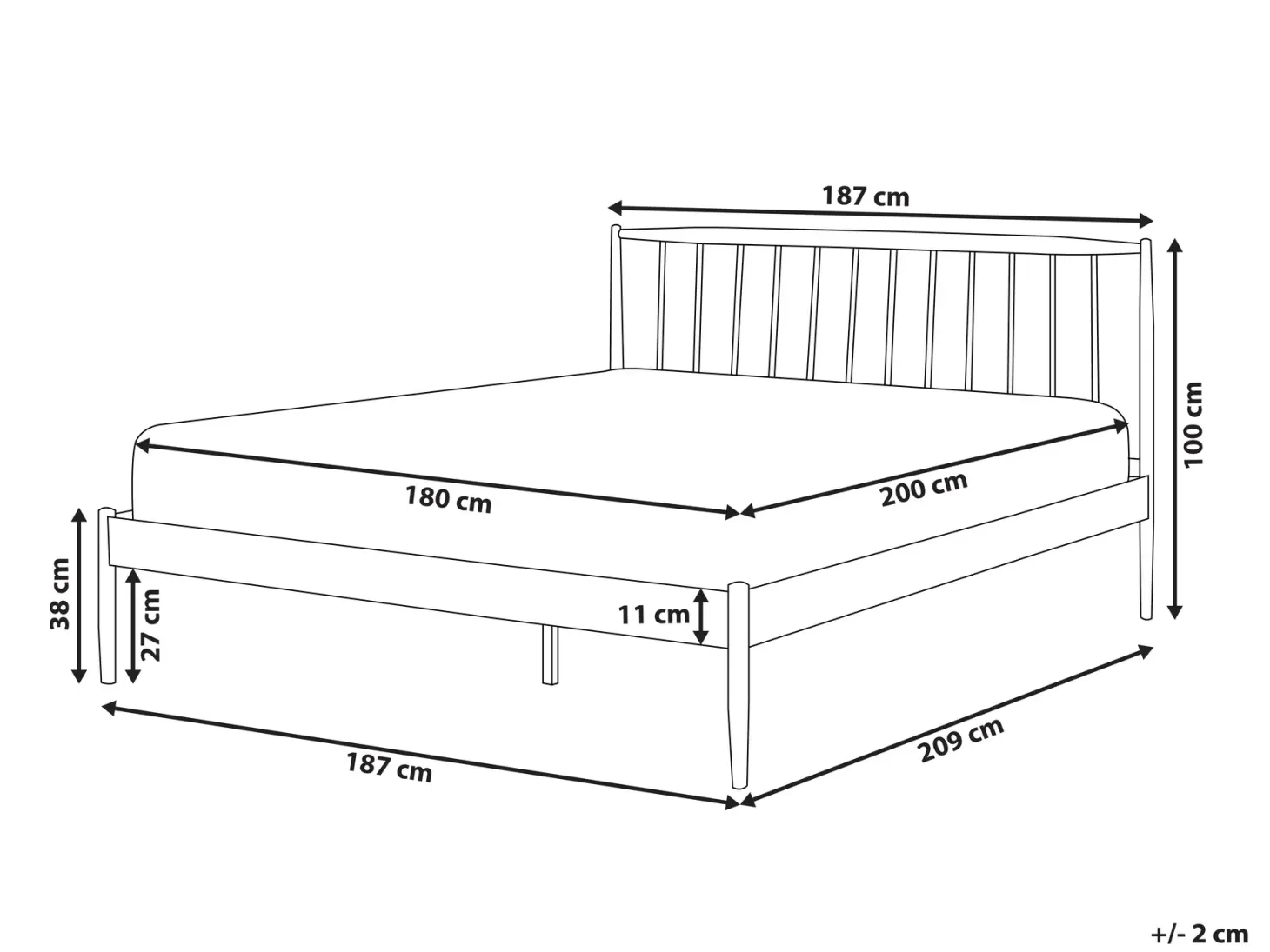 Seng Metal MAURS 180 x 200 cm Hvid