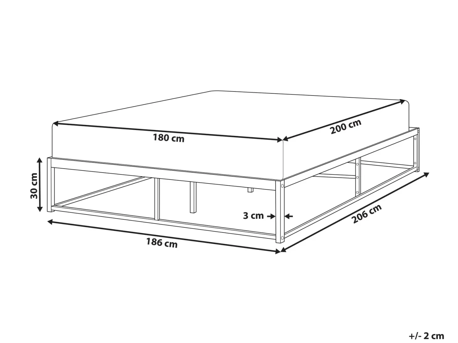 Seng Metal VIRY 180 x 200 cm Hvid