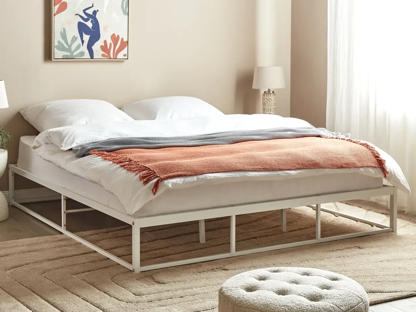 Seng Metal VIRY 180 x 200 cm Hvid