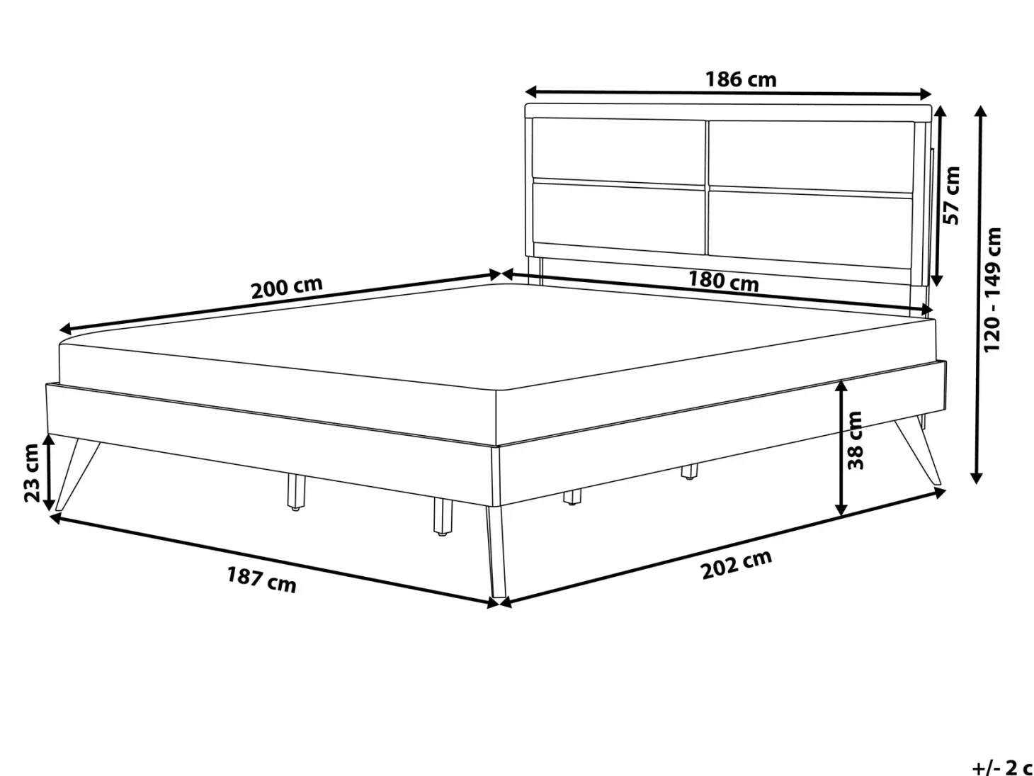 Seng POISSY 180 x 200 cm Naturlig ask