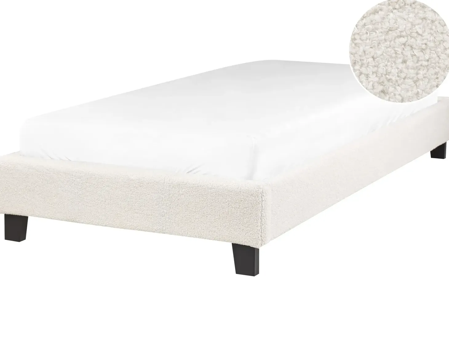 Seng uden hovedgærde Boucle ROANNE 90 x 200 cm Lys Beige