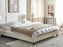 Seng uden hovedgærde Boucle ROANNE 180 x 200 cm Lys Beige