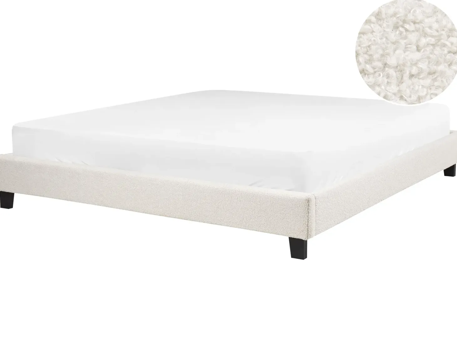 Seng uden hovedgærde Boucle ROANNE 180 x 200 cm Lys Beige