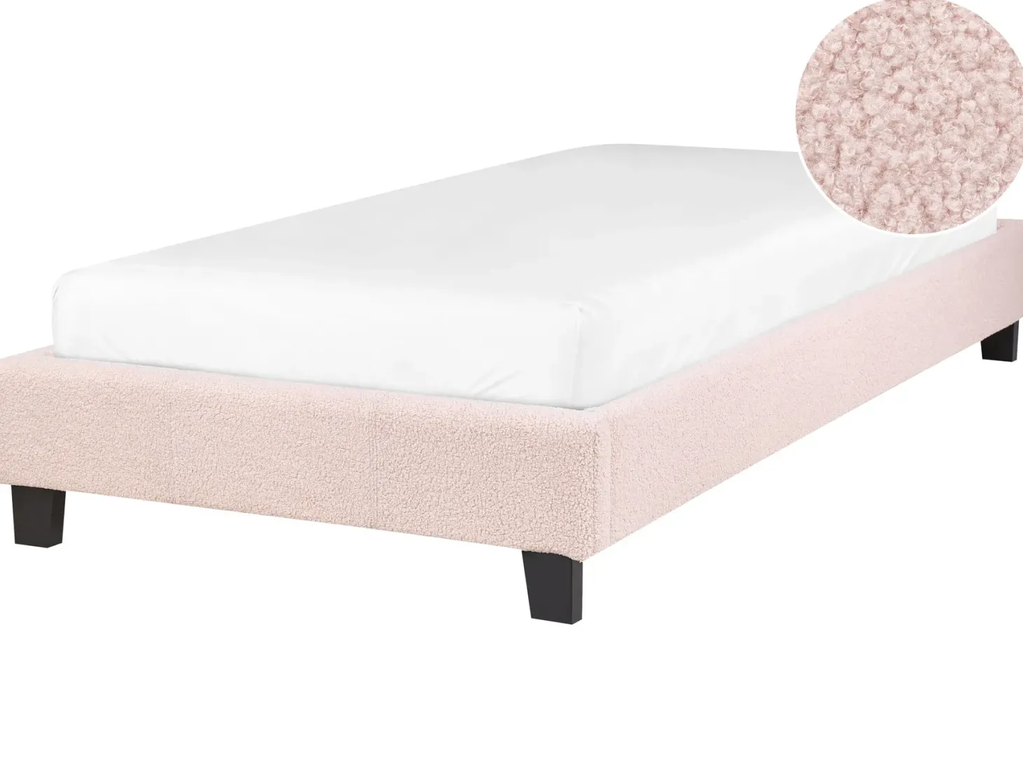 Seng uden hovedgærde Boucle ROANNE 90 x 200 cm Pastellrosa