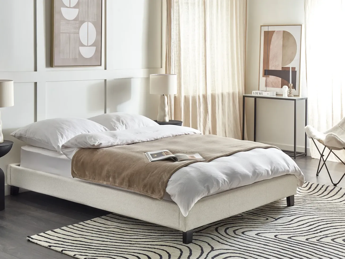 Seng uden hovedgærde ROANNE 140 x 200 cm Lys Beige