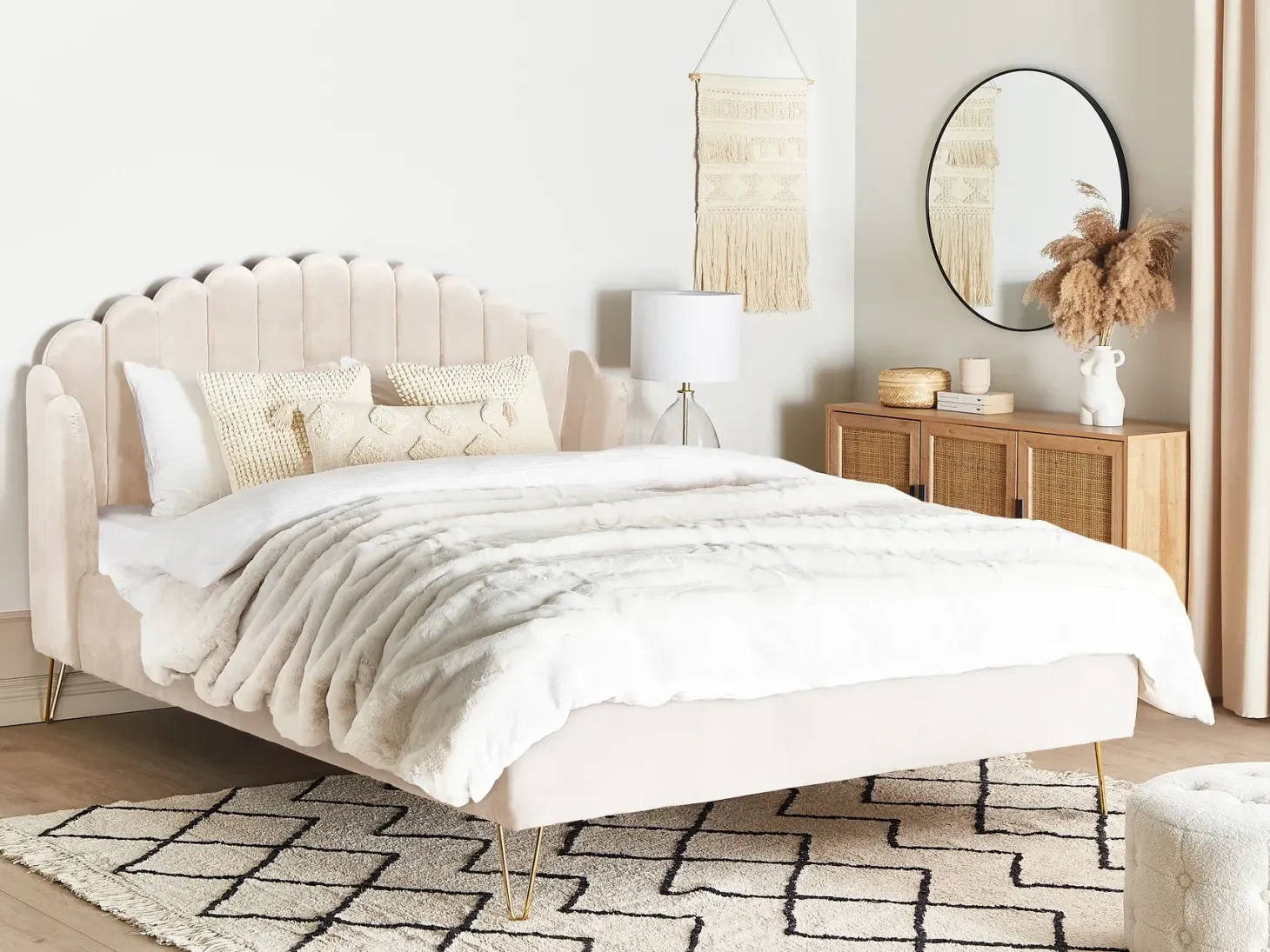 Seng Velour AMBILLOU 180 x 200 cm Lys Beige