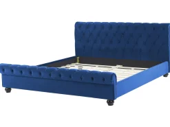 Seng Velour AVALLON 180 x 200 cm Navy Blå