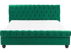 Seng Velour AVALLON 160 x 200 cm Smaragdgrøn