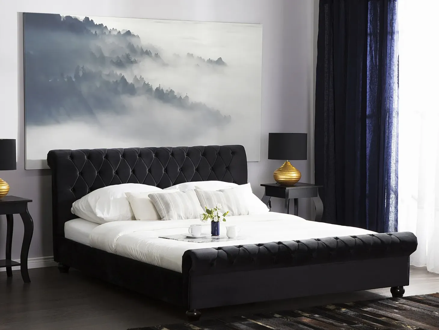 Seng Velour AVALLON 180 x 200 cm Sort