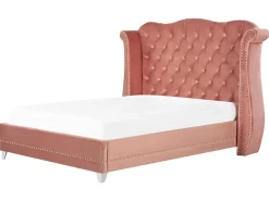 Seng Velour AYETTE 160 x 200 cm Lyserød
