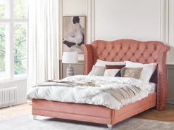 Seng Velour AYETTE 160 x 200 cm Lyserød