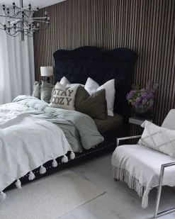 Seng Velour AYETTE 160 x 200 cm Sort