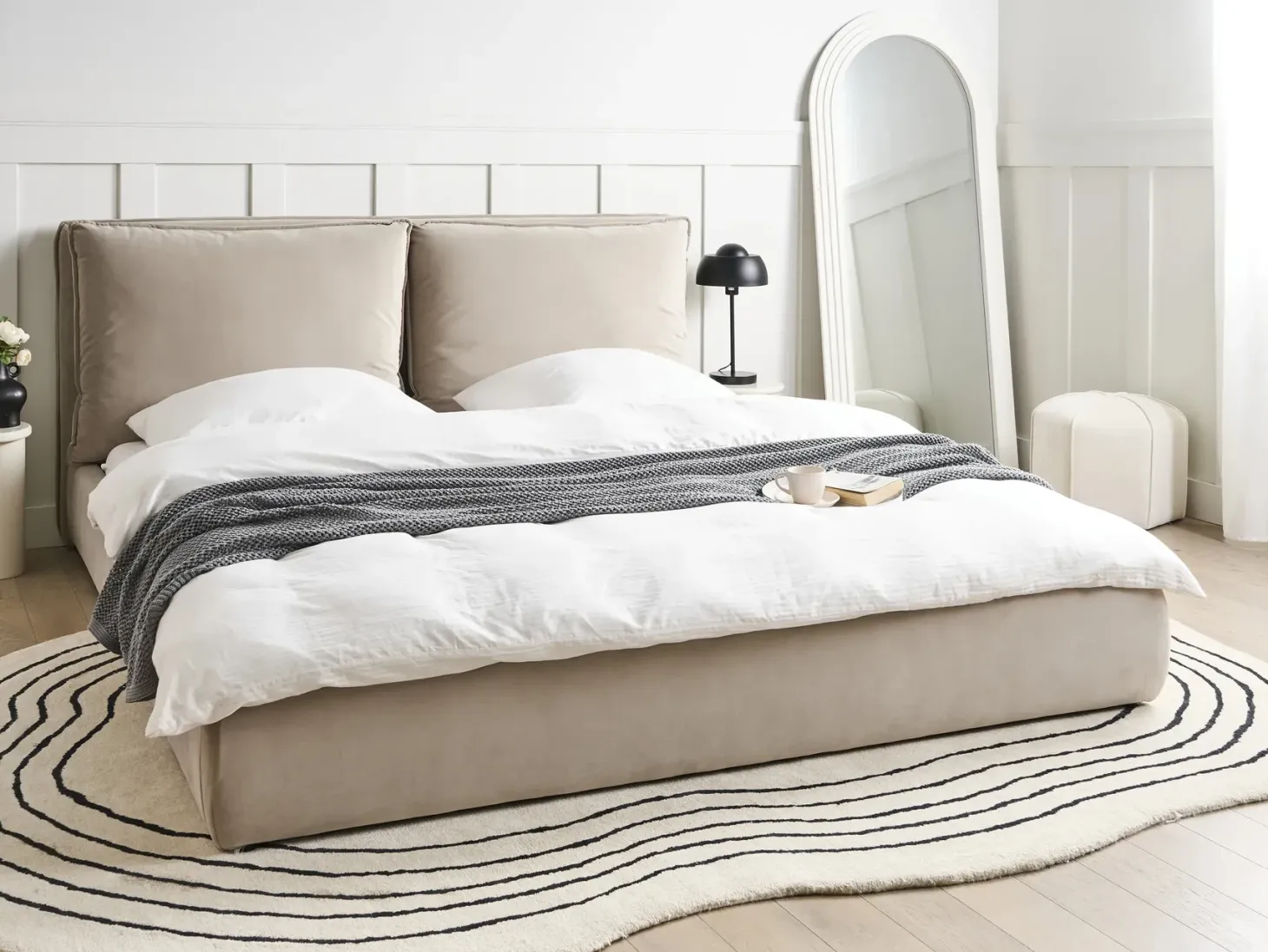 Seng Velour BAJONNA 180 x 200 cm Brungrå