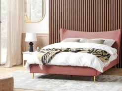 Seng Velour CHALEIX 180 x 200 cm Ferskenagtig lyserød