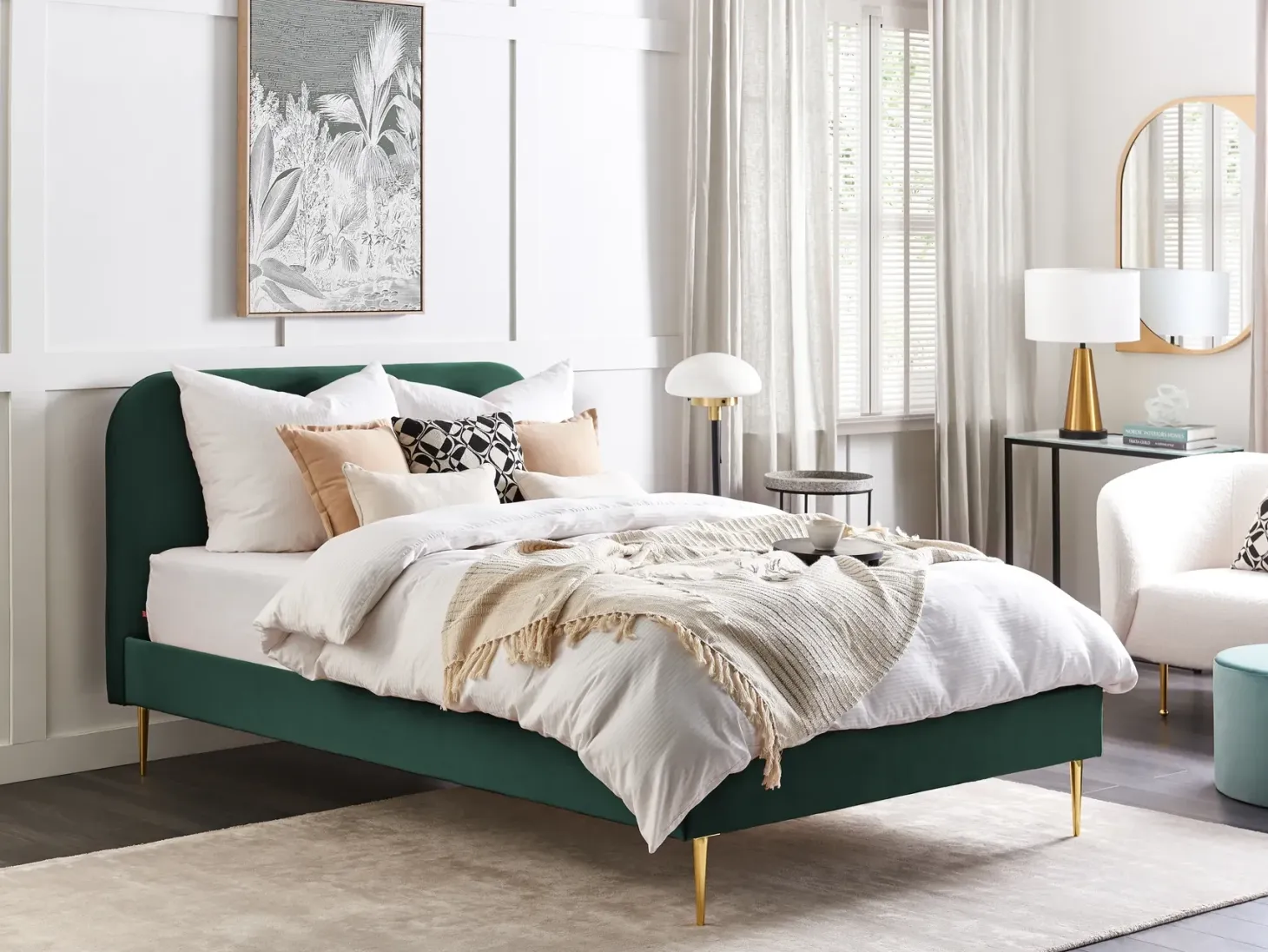 Seng Velour FLAYAT 140 x 200 cm Smaragdgrøn