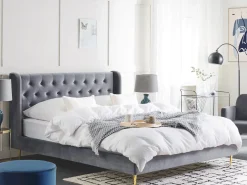 Seng Velour FORBACH 180 x 200 cm Grå