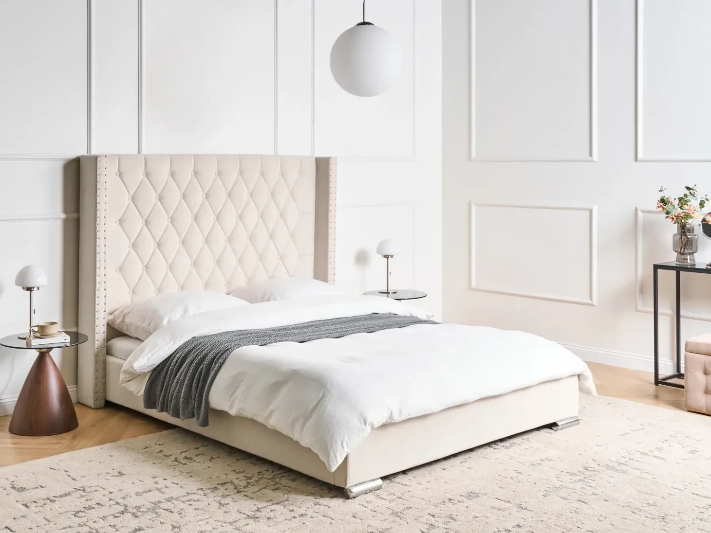Seng Velour LUBBON 160 x 200 cm Cremehvid