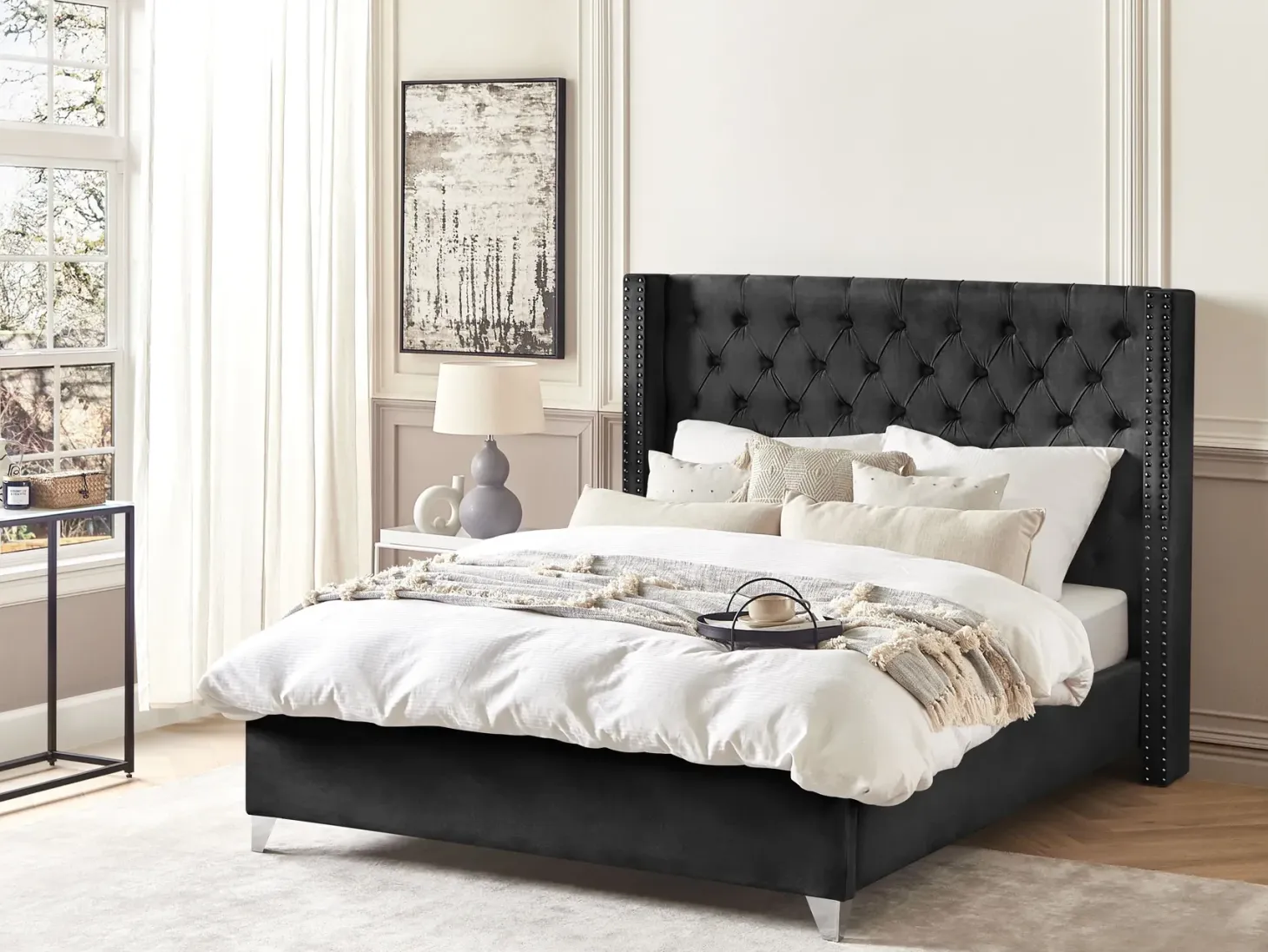 Seng Velour LUBBON 160 x 200 cm Sort