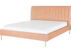 Seng Velour MARVILLE 180 x 200 cm Ferskenagtig lyserød