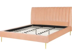 Seng Velour MARVILLE 180 x 200 cm Ferskenagtig lyserød