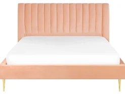Seng Velour MARVILLE 180 x 200 cm Ferskenagtig lyserød