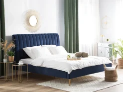 Seng Velour MARVILLE 180 x 200 cm Navy Blå