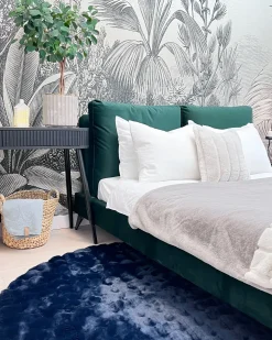 Seng Velour MELLE 180 x 200 cm Smaragdgrøn