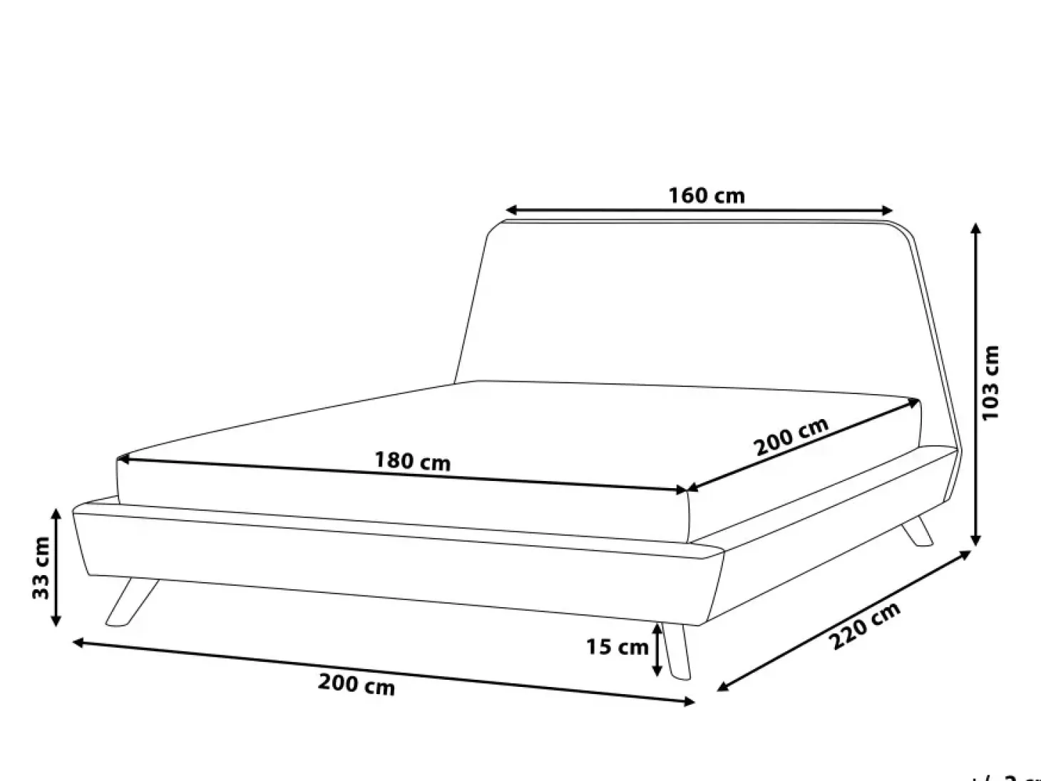 Seng Velour VIENNE 180 x 200 cm Sort