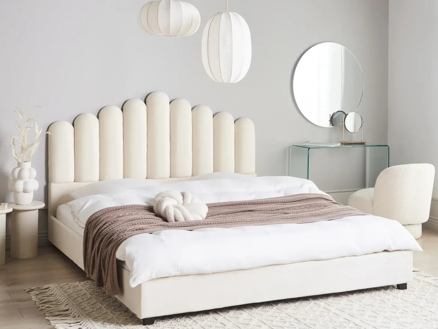 Seng Velour VINCENNES 180 x 200 cm Cremehvid