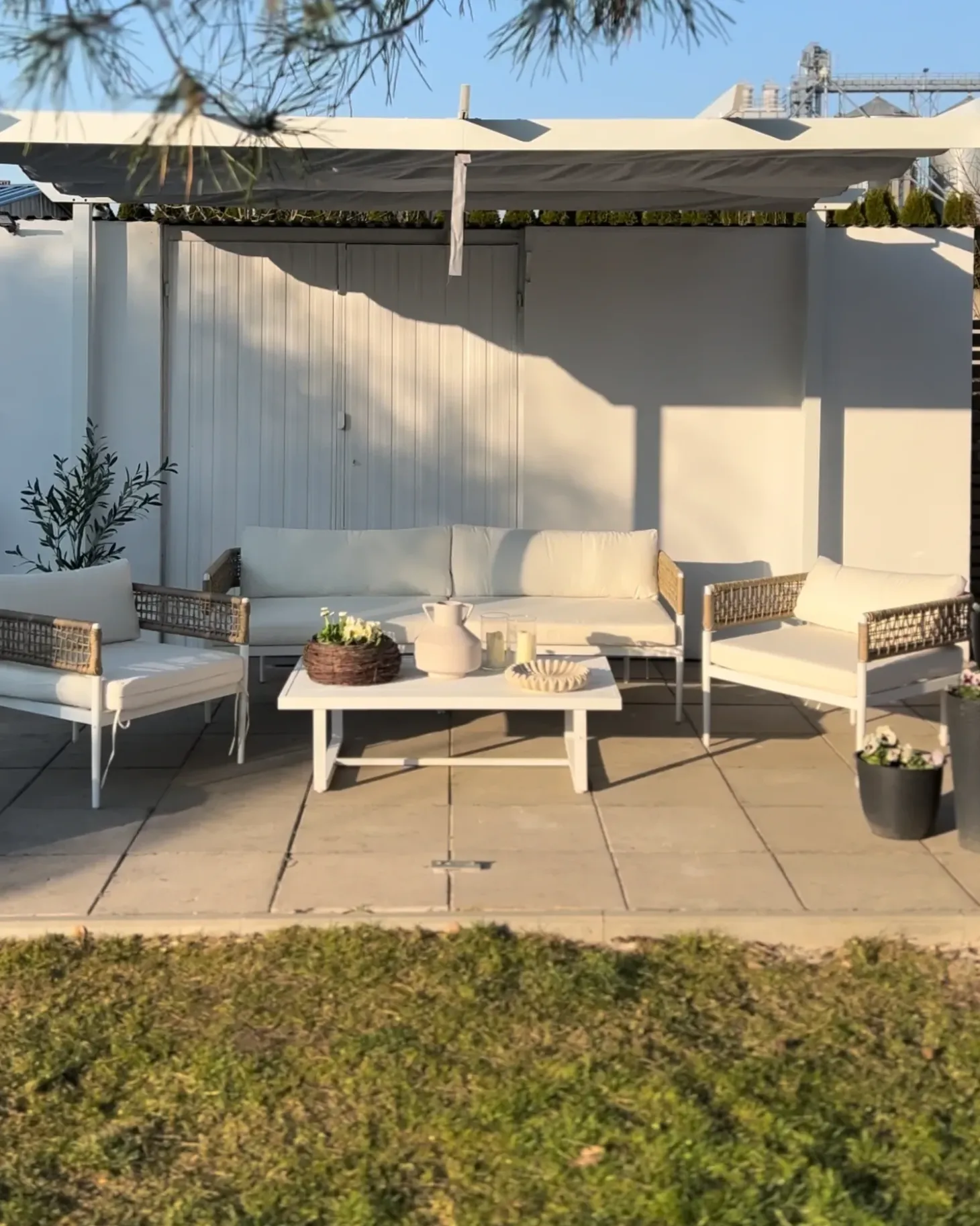 SERLA 5 personers Loungesæt med bord Hvid Metal