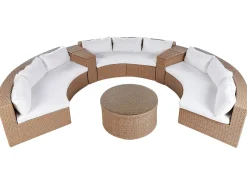 SEVERO 9 personers Loungesæt med bord Sand Beige PE-rattan