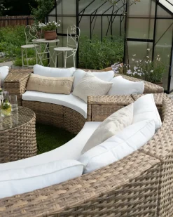 SEVERO 9 personers Loungesæt med bord Guldbrun PE-rattan