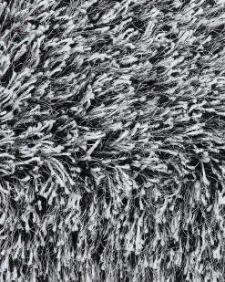 Shaggy gulvtæppe CIDE Sort/hvid ø 140 cm