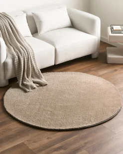 Shaggy gulvtæppe DEMRE Sand Beige ø 140 cm