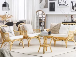 SIBARI 4 personers Loungesæt med bord Naturlig Rattan