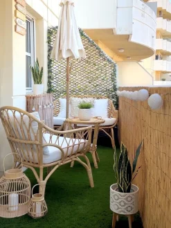 SIBARI 4 personers Loungesæt med bord Naturlig Rattan