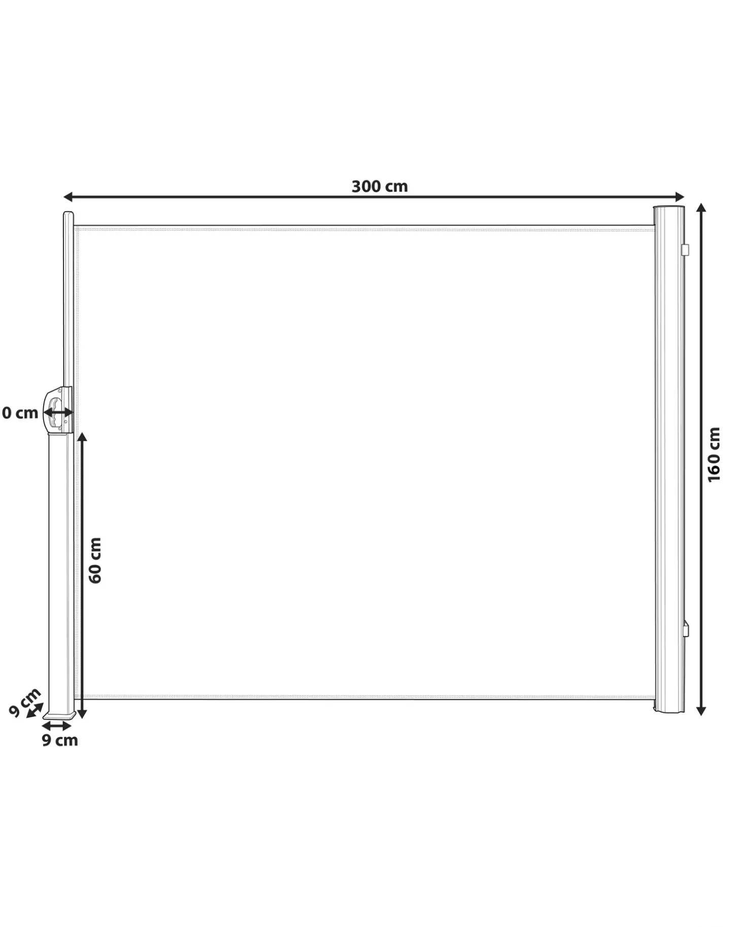 Sidemarkise DORIO 305 cm 160 cm Beige