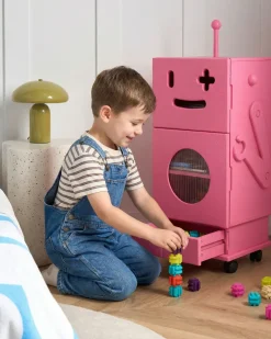 Skab EDGAR 89 cm Lyserød med hjul