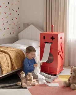 Skab EDGAR 89 cm Rød med hjul