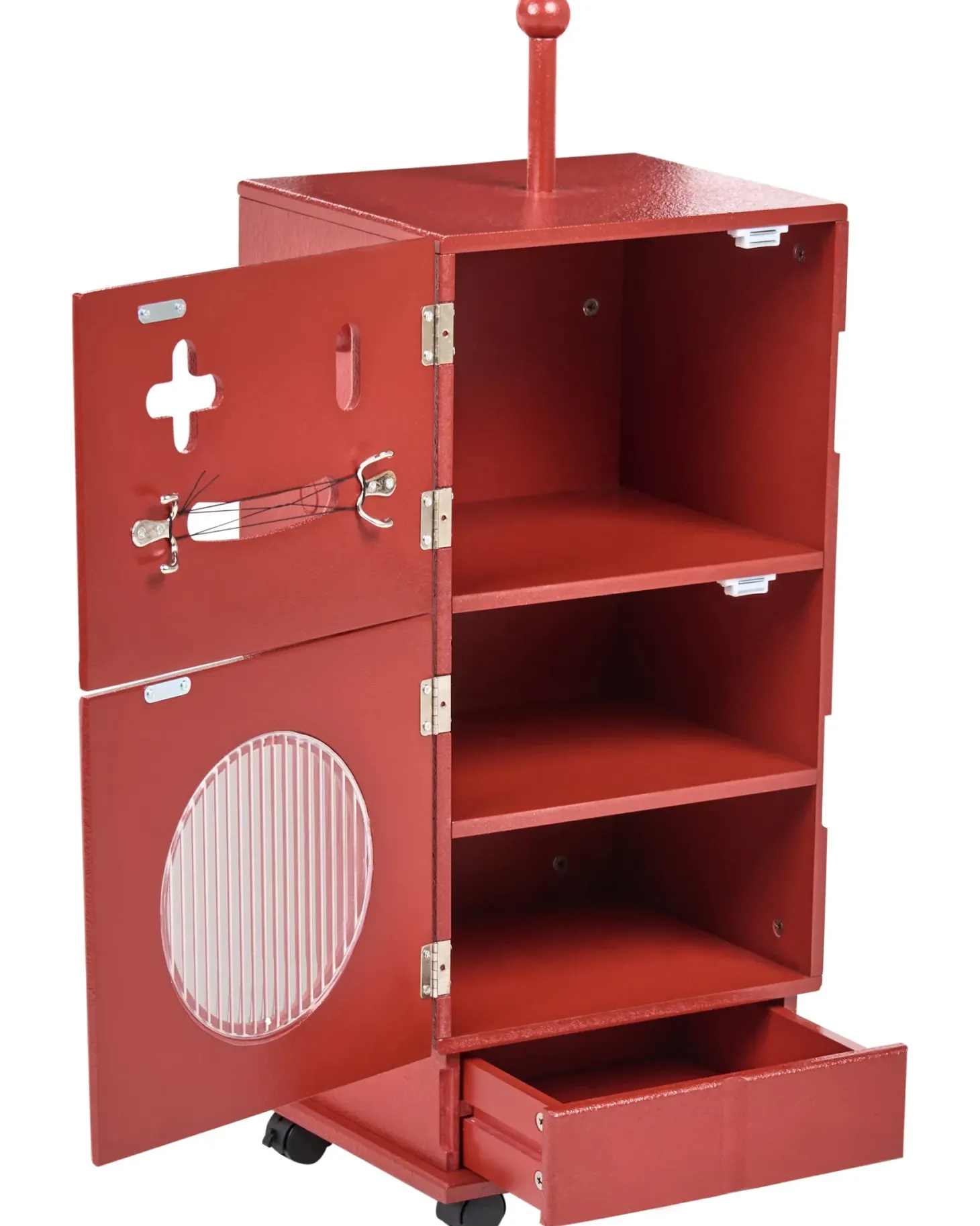 Skab EDGAR 89 cm Rød med hjul