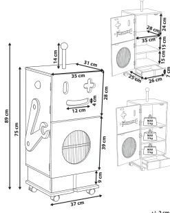 Skab EDGAR 89 cm Rød med hjul