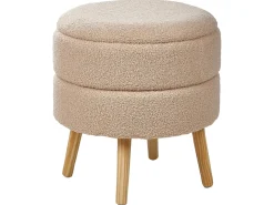 Skammel med opbevaring OKATON Boucle Beige