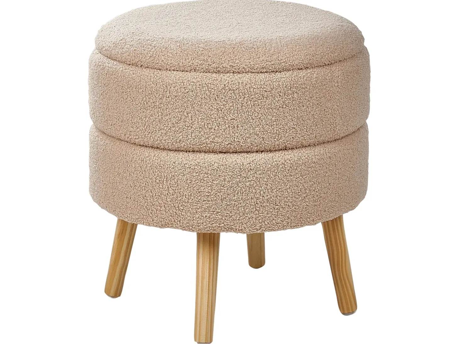 Skammel med opbevaring OKATON Boucle Beige