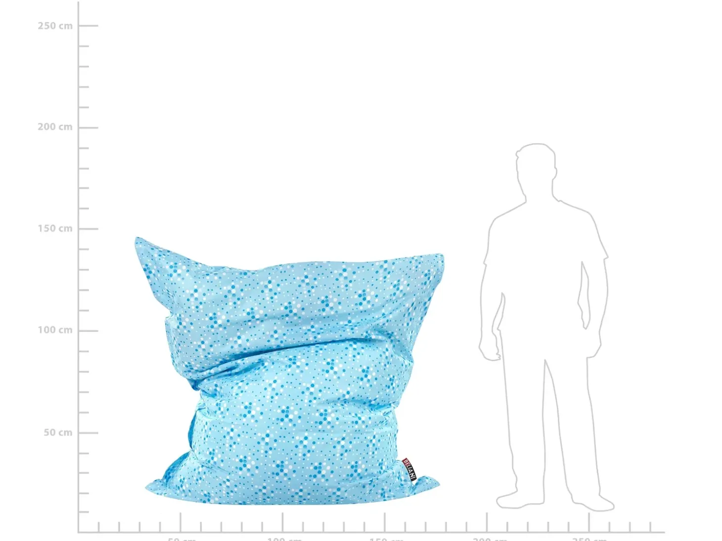 Sækkestol 300 L FUZZY 140 cm 180 cm Himmelblå