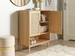 Skoskab PEROTE Rattan Lysebrun
